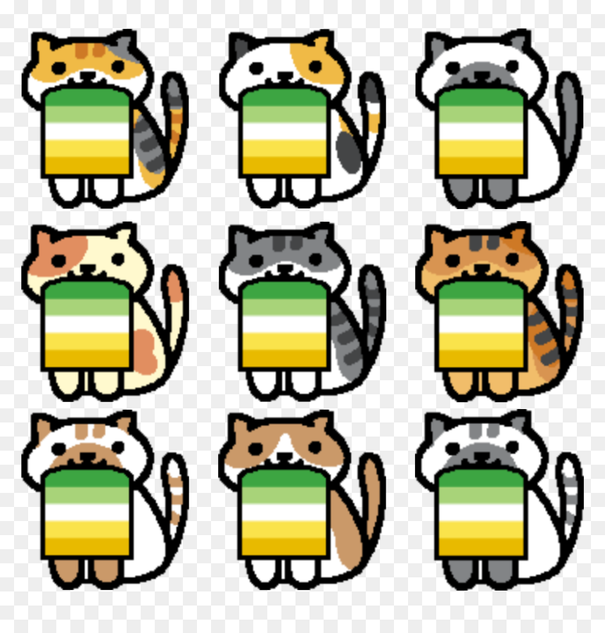 Neko Astume Kitties With Aroallo Flags 
credit, HD Png Download - neko atsume png