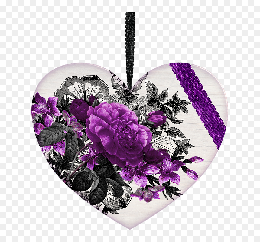 Transparent Flower Heart Png - Vintage Purple Flowers Background, Png Download - wood background png