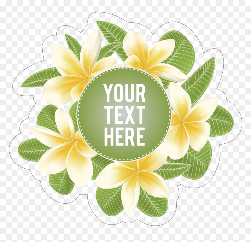 Custom Plumeria And Green Leaves Sticker - Frangipani, HD Png Download - plumeria png