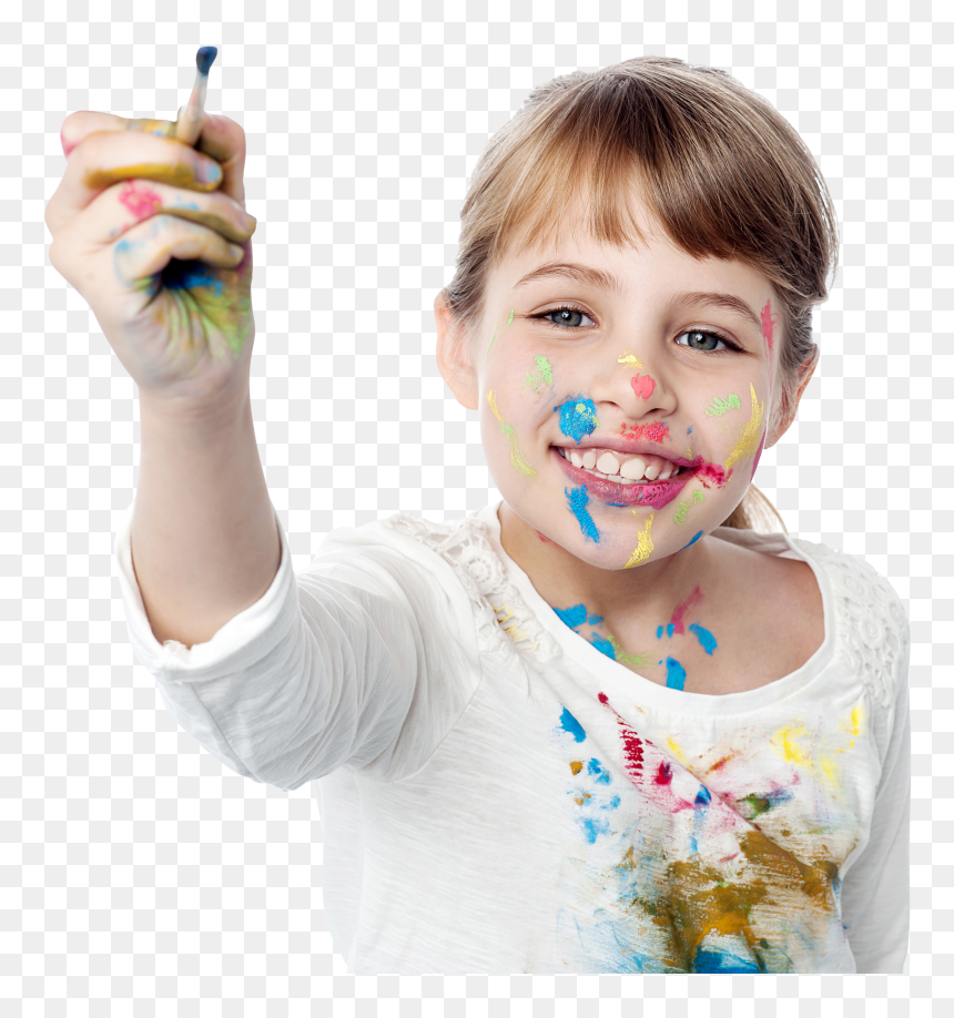 Little Girl Hands Paint Png Image - Kids With Paint Png, Transparent Png - little girl png