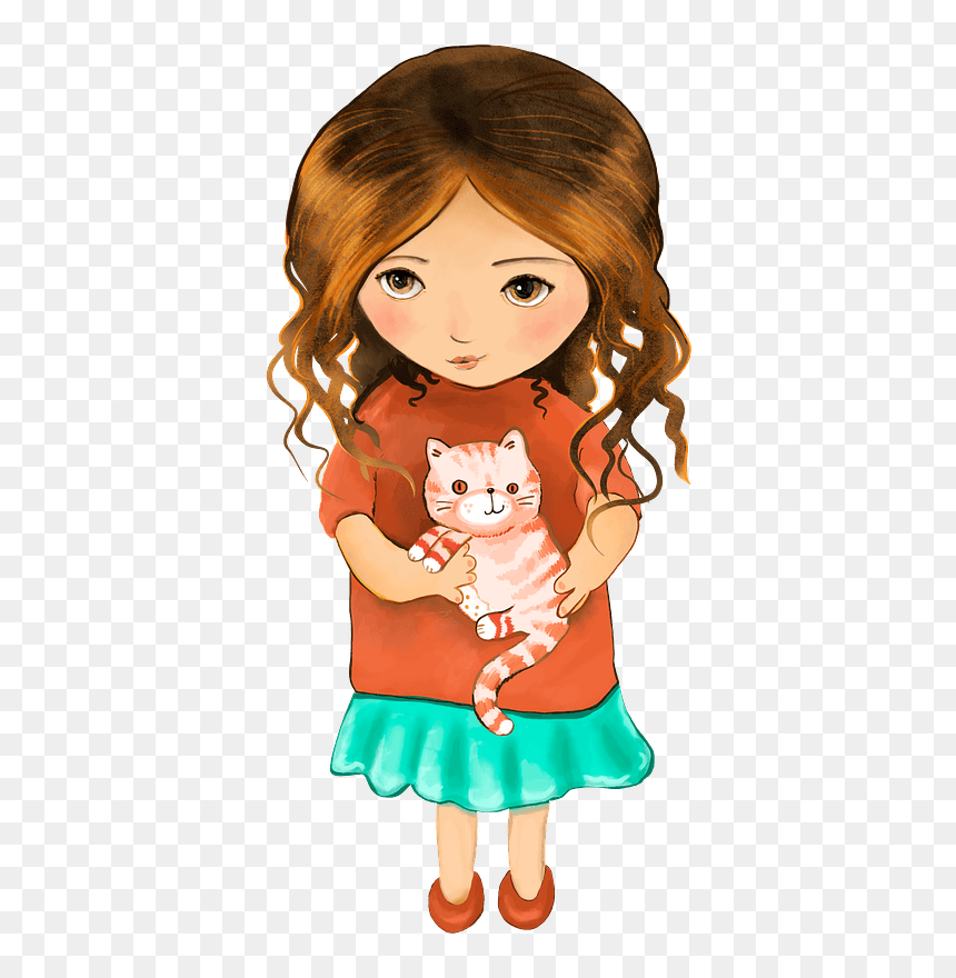 Little Girl With Kitten Clipart - Dp For Girls Little, HD Png Download - little girl png