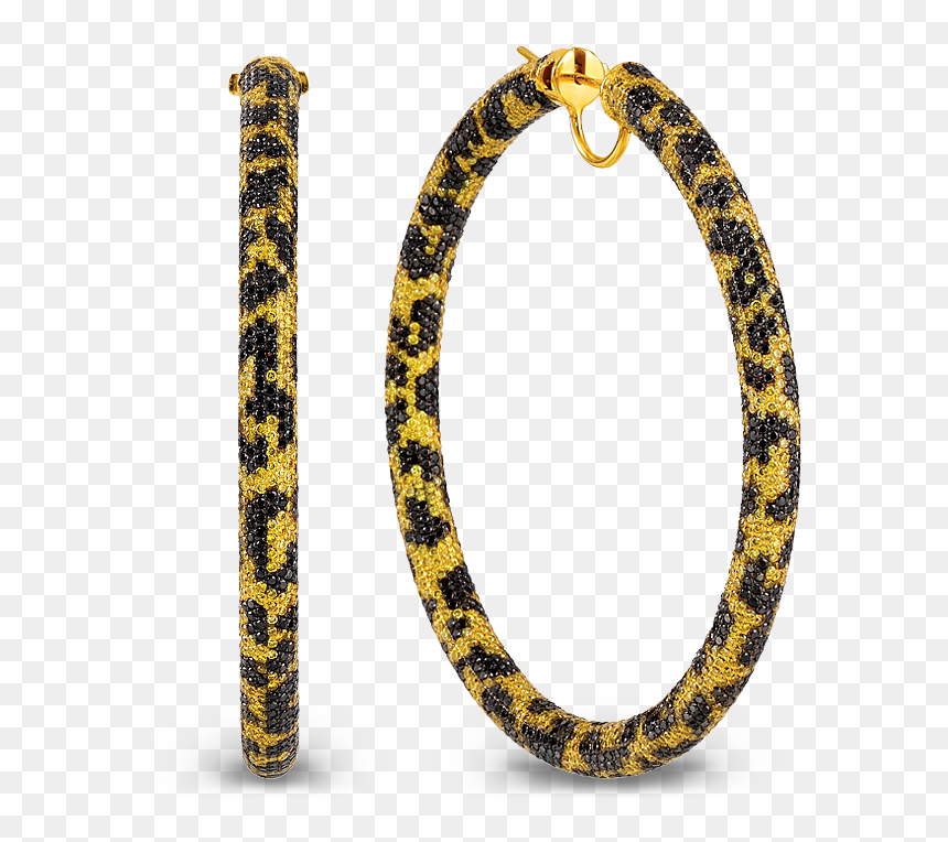 Leopard Gold Hoop Earrings, HD Png Download - leopard print png
