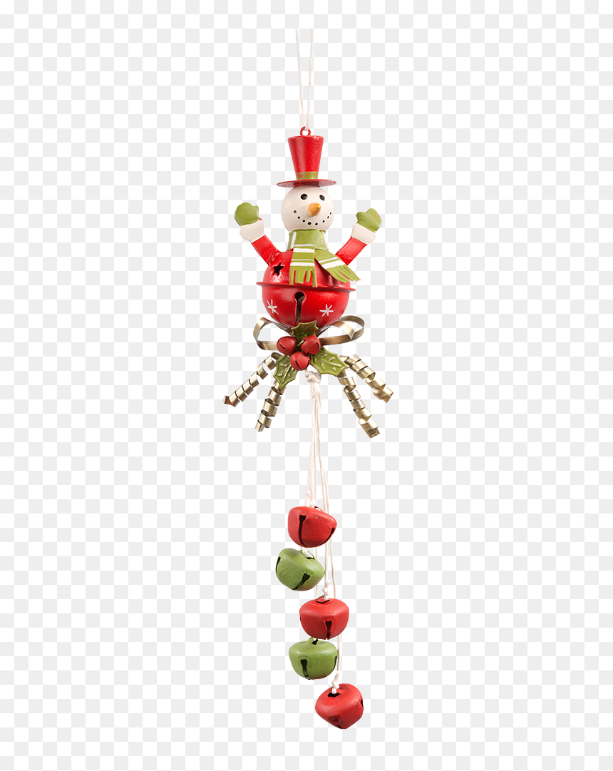Snowman With Jingle Bells - Christmas Ornament, HD Png Download - jingle bells png