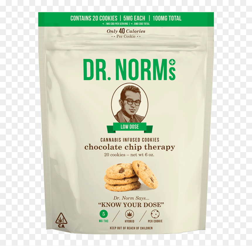 Chocolate Chip Cookies Regular Dose 10mg Thc 10 Cookies - Dr Norm Thc Cookies, HD Png Download - chocolate chip cookie png