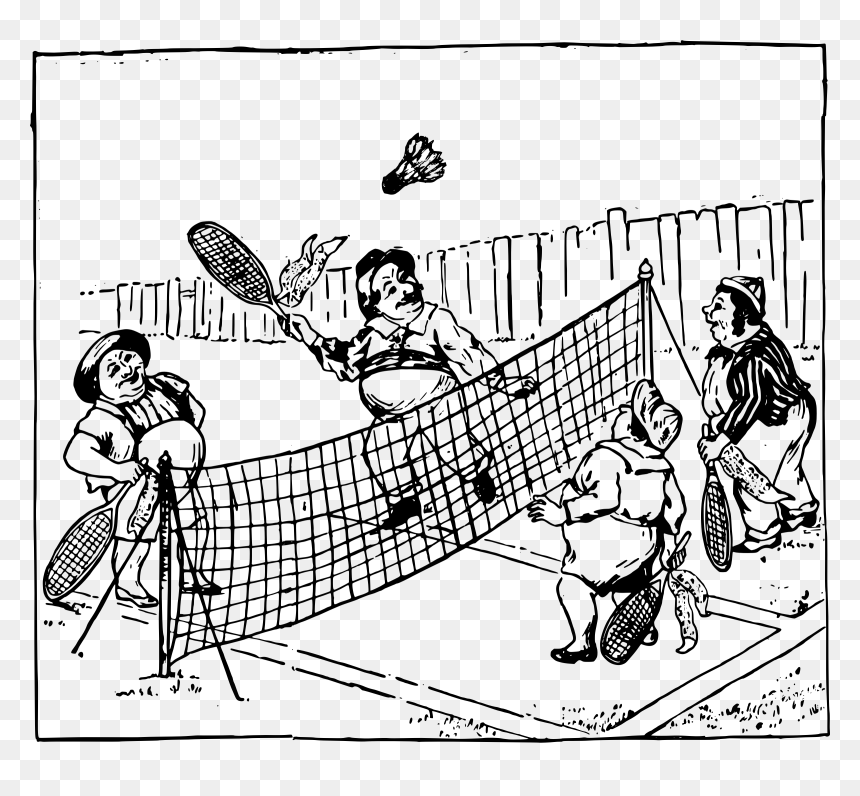 Badminton - Sketch Of Playing Badminton, HD Png Download - fat guy png