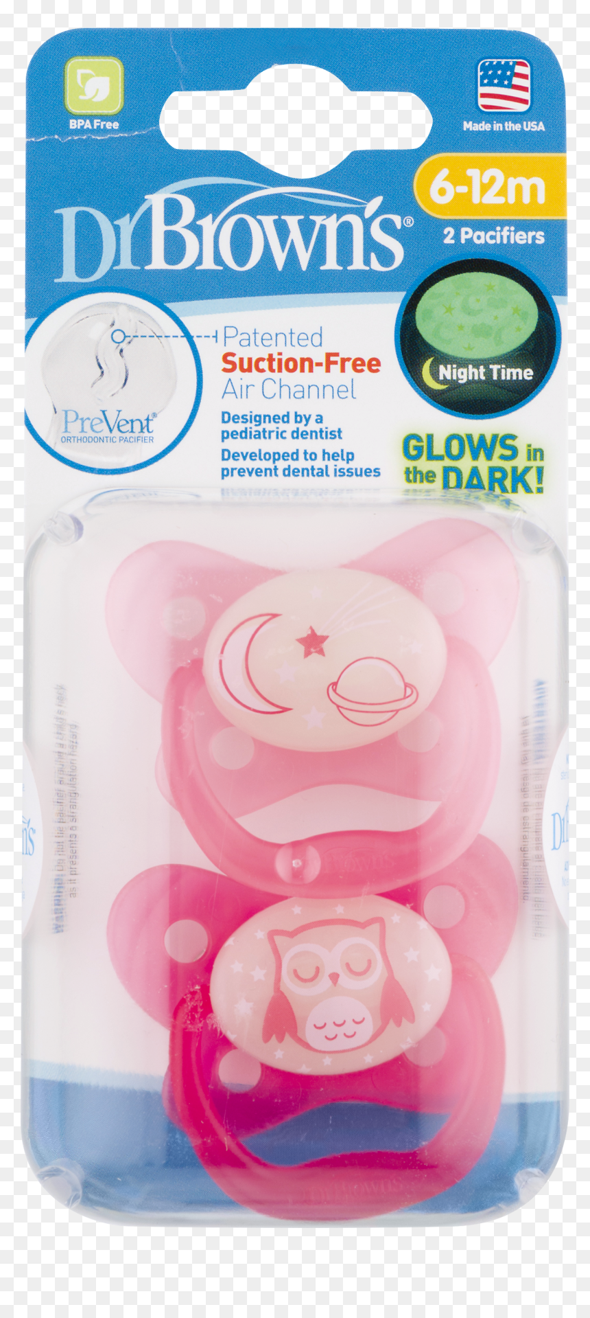 Dr Brown S Glows In The Dark Pacifiers M Pk Pack Browns - Dr Brown Pacifier Glow In The Dark, HD Png Download - pacifier png