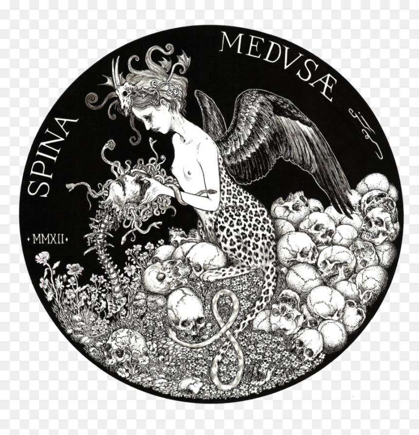 Poseidon Black And White Drawing, HD Png Download - medusa png
