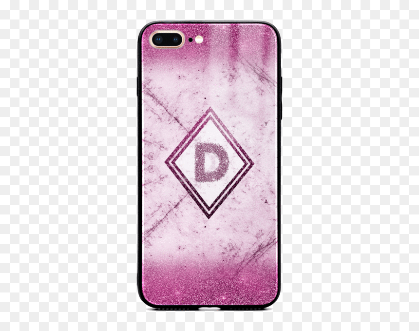 Custom Initial Iphone 8 Glass Phone Case With Pink - Mobile Phone Case, HD Png Download - glitter effect png