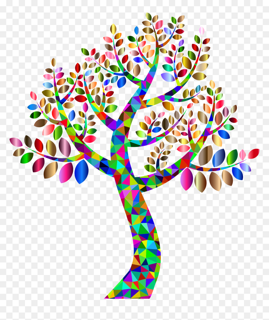 Low Poly Simple Prismatic Tree Clip Arts - Colorful Family Tree Clipart, HD Png Download - tree icon png