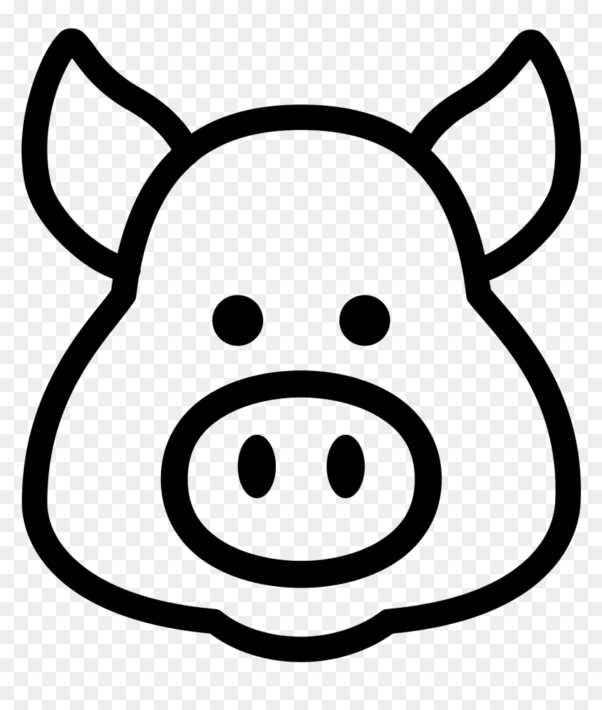 Pig Head Black And White, HD Png Download - pig nose png