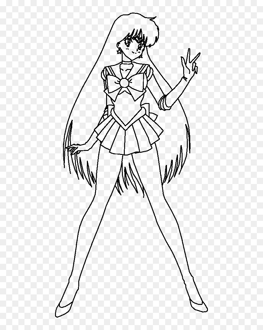 Sailor Mars Black And White, HD Png Download - sailor mercury png