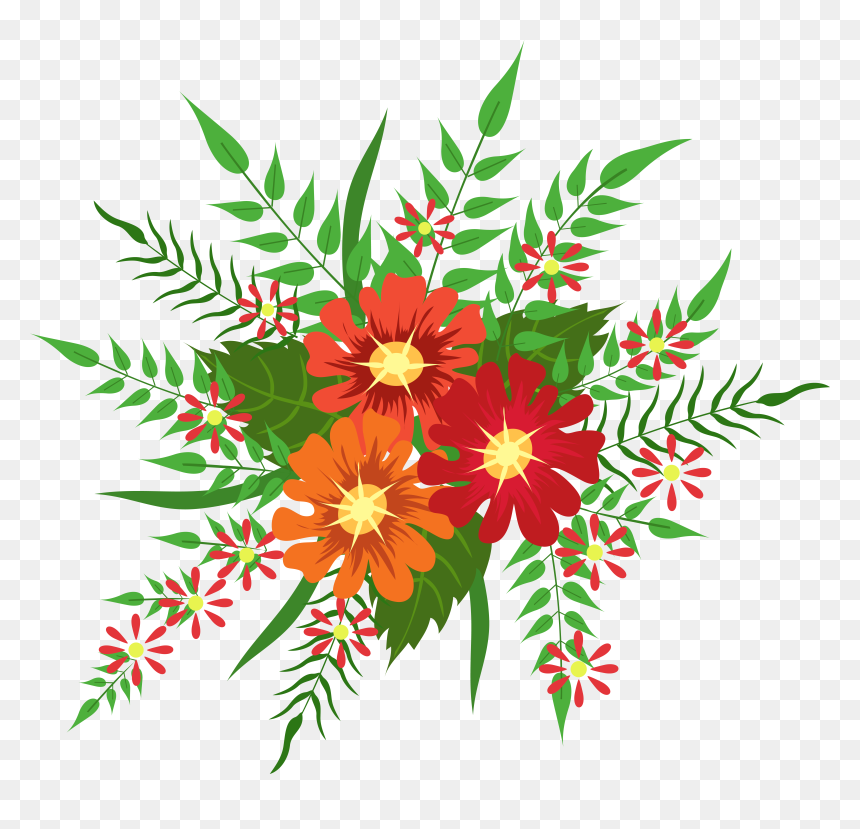 Red And Green Flower Png, Transparent Png - garden flowers png