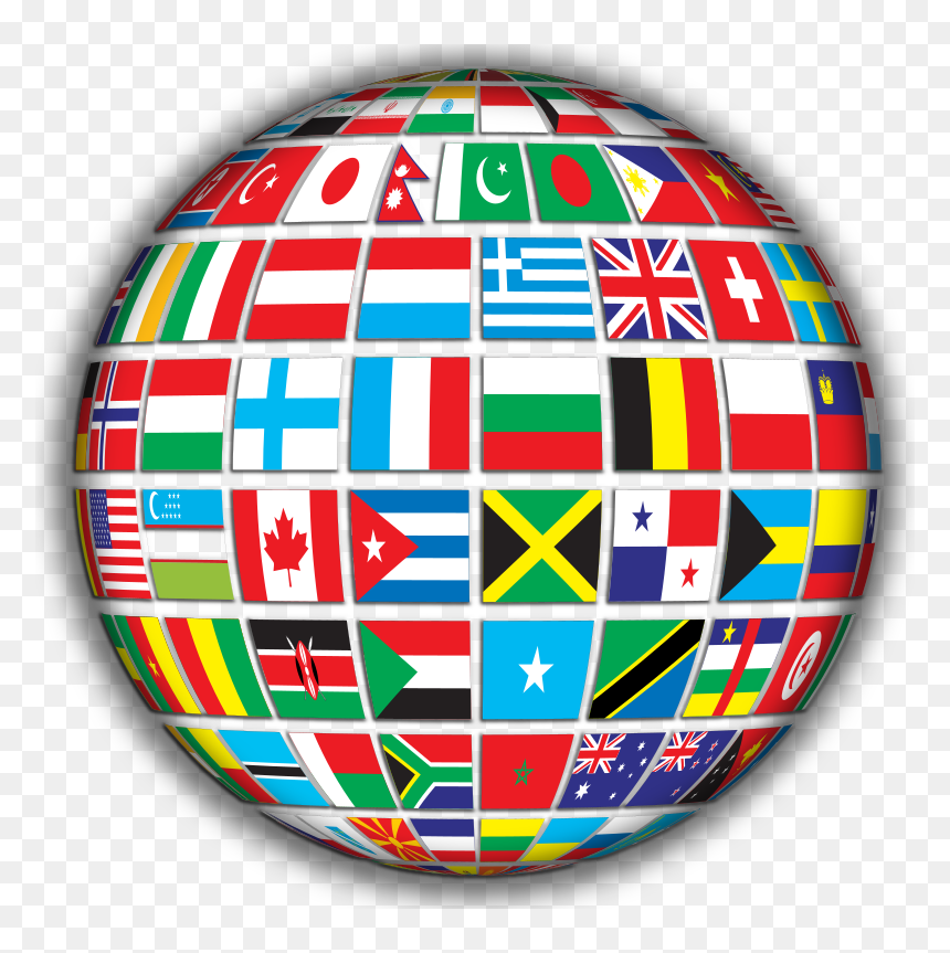 World Flags Globe With Shading, HD Png Download - globe clipart png
