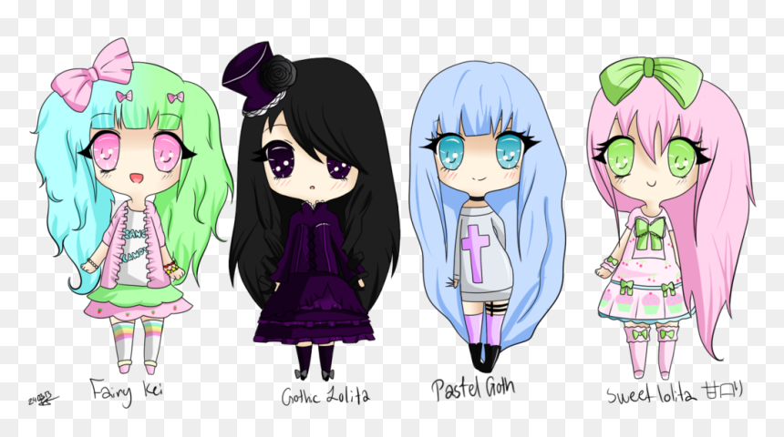 Types Of Lolita - Fairy Kei Vs Pastel Goth, HD Png Download - pastel goth png