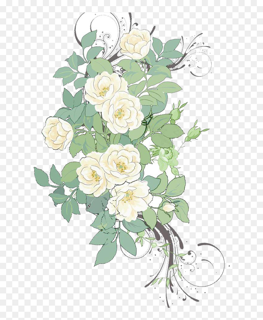 Flower Painting Pattern - Watercolor Painting White Rose Flowers, HD Png Download - png flowers background images
