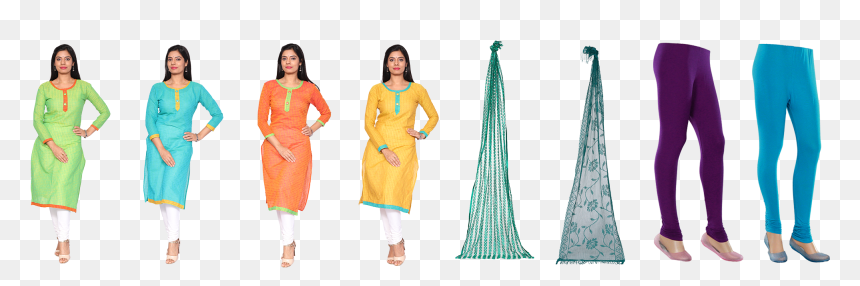 Salad 4 Readymade Cotton Kurtis With Assorted 2 Leggings - Costume, HD Png Download - kurti png