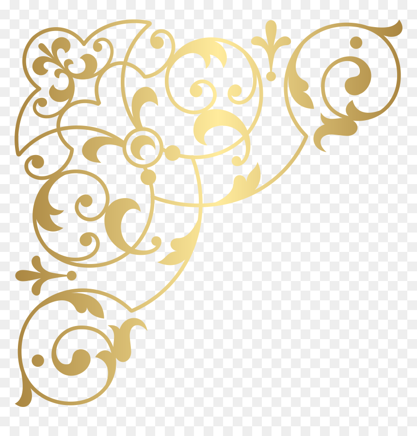 Golden Corner Clip Art, HD Png Download - floral design png file