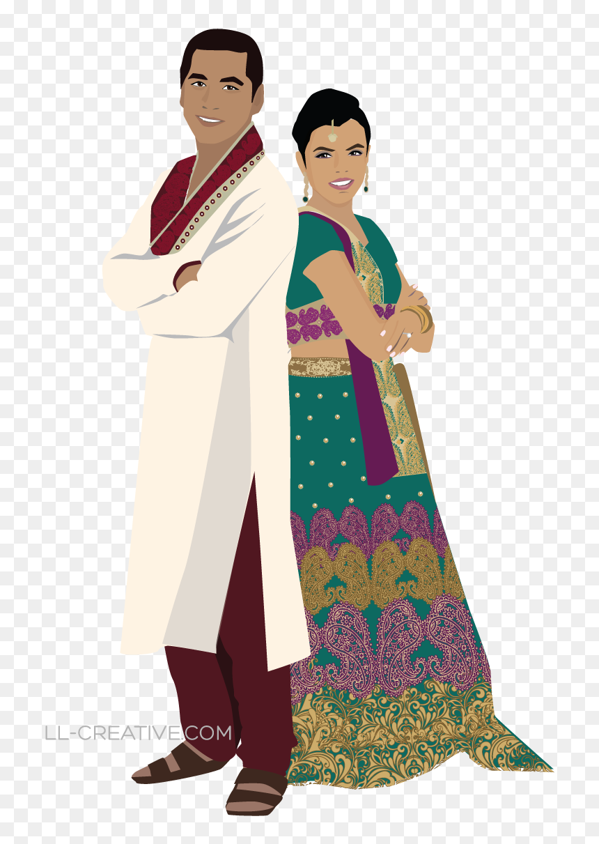 Hindu Wedding Clipart Png - Indian Couple Clipart Png, Transparent Png - hindu wedding clipart png