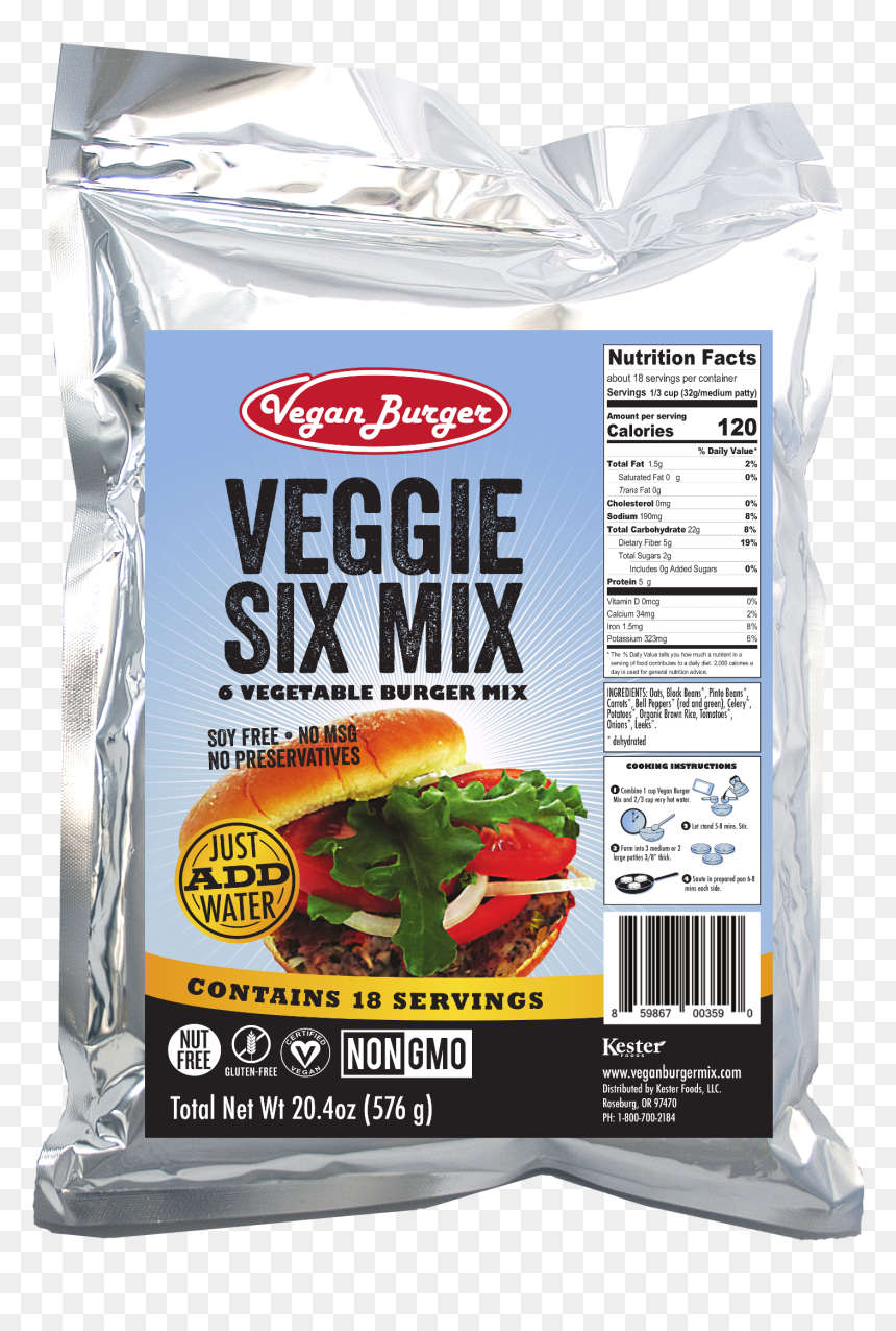 Vegan Burger Burger Mix, Veggie Six Mix - Veggie Burger Mix, HD Png Download - veg burger png
