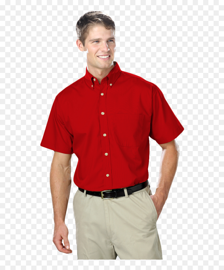 Mens Short Sleeve Tall Easy Care Poplin - Short Sleeve Button Down Uniform Shirt, HD Png Download - formal shirt png