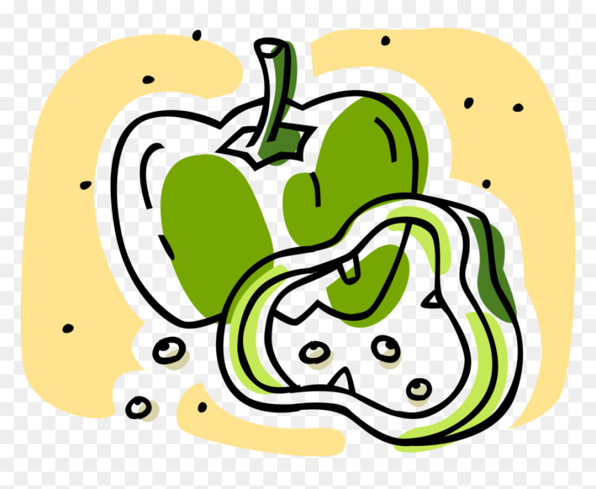 Vector Illustration Of Green Pepper Capsicum Bell Pepper, HD Png Download - capsicum png