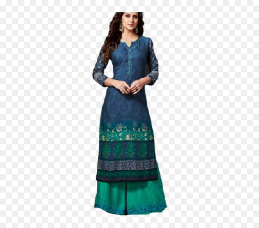 Peacock Color Palazzo Kurtha, HD Png Download - kurti png