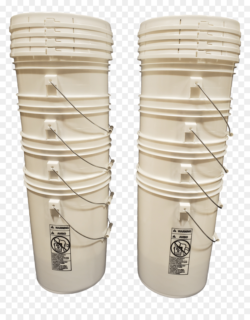White Plastic 6 Gallon Round Bucket W/ Wire Bale Handle, HD Png Download - plastic bucket png