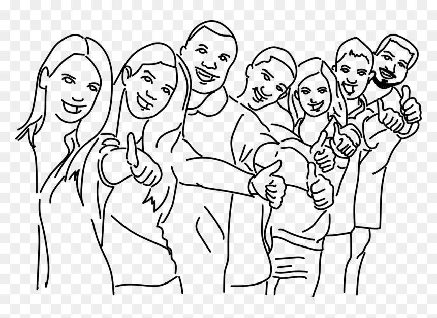 Healthcare Team Black And White, HD Png Download - happy people png