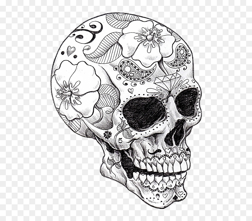 Transparent Skeletons Png - Dia De Los Muertos Skull Drawing, Png Download - dia de los muertos png