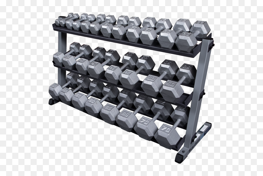 W/ Optional 3rd Tier And Round Hex Dumbells - Body Solid Dumbbell Rack Gdr363, HD Png Download - dumbell png
