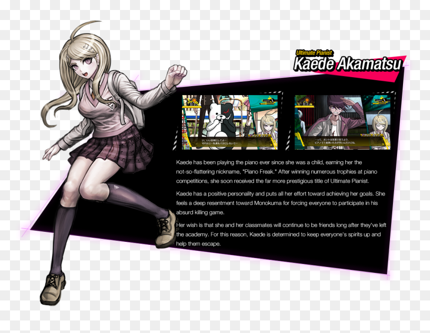 Kaede Akamatsu - Danganronpa V3 Characters Personalities, HD Png Download - monokuma png