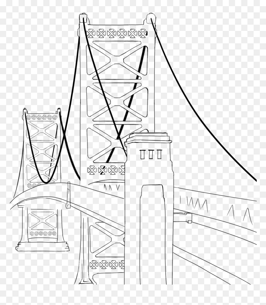 January 5th - Drawing Ben Franklin Bridge, HD Png Download - brooklyn bridge png