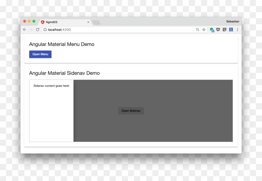 If You Now Click On Button Open Sidenav The Sidenav - Angular 6 Material Sidenav, HD Png Download - click here button png