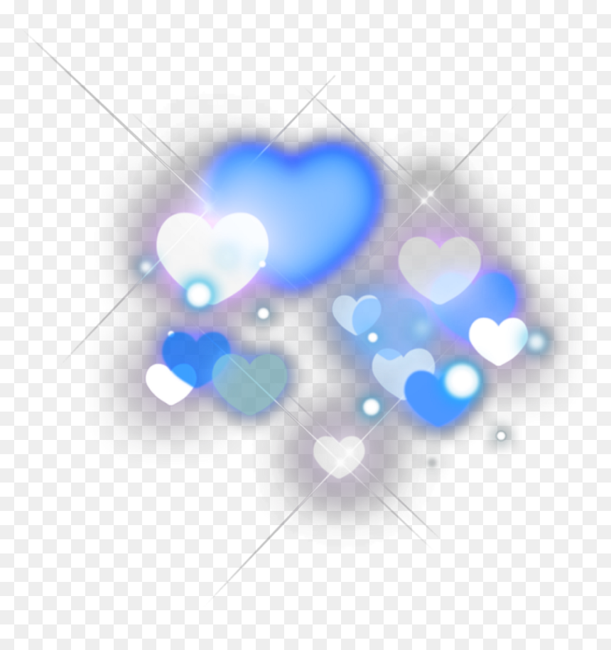 Ftestickers Overlay Hearts Light Sparkle Blue - Heart, HD Png Download - blue heart png