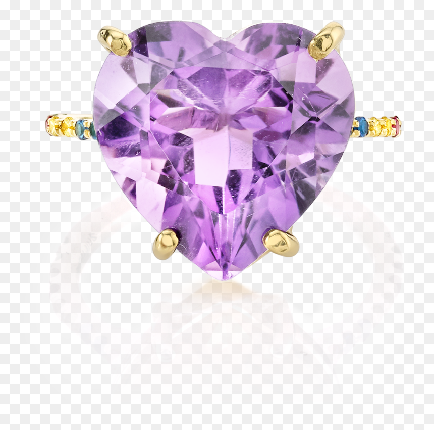Amethyst And Rainbow Heart Ring - Amethyst, HD Png Download - amethyst png
