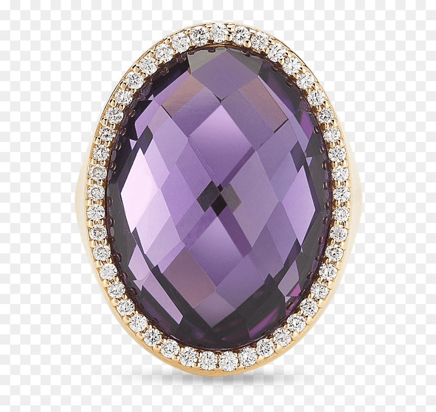Roberto Coin Cocktail 18k Rose Gold Ring With Diamonds - Amethyst, HD Png Download - amethyst png