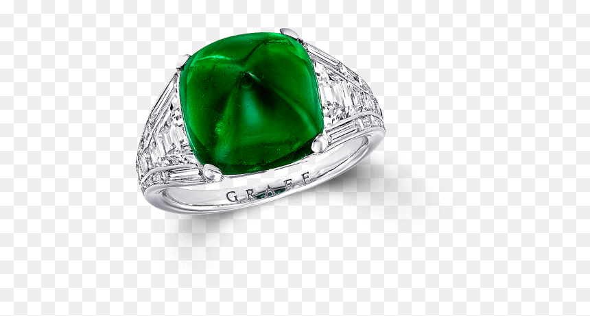 A Graff Sugarloaf Colombian Emerald And Diamond Ring - Graff Emerald Ring, HD Png Download - emerald png