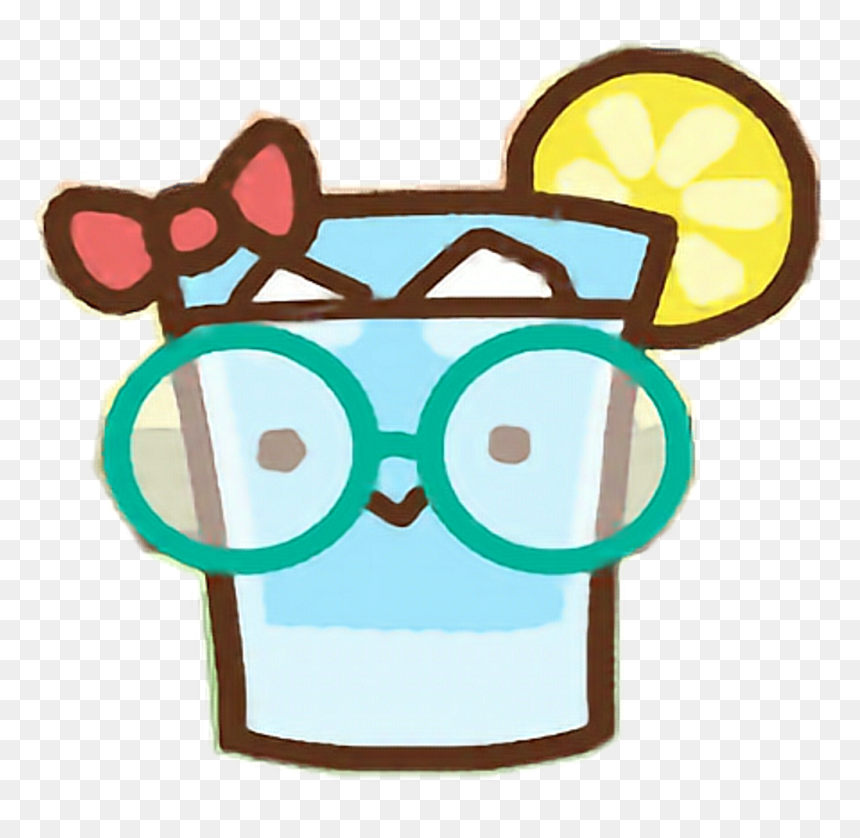 Clawbert Cute Kawaii Cartoon Glass Lemonade Lemon Bow - Lemonade Kawaii Png Transparent, Png Download - pixel glasses png