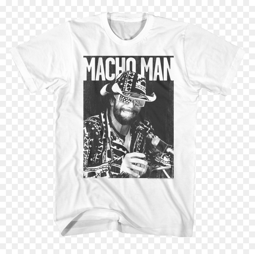 Black And White Macho Man Randy Savage T-shirt - Santa Cruz T Shirt Png, Transparent Png - macho man png