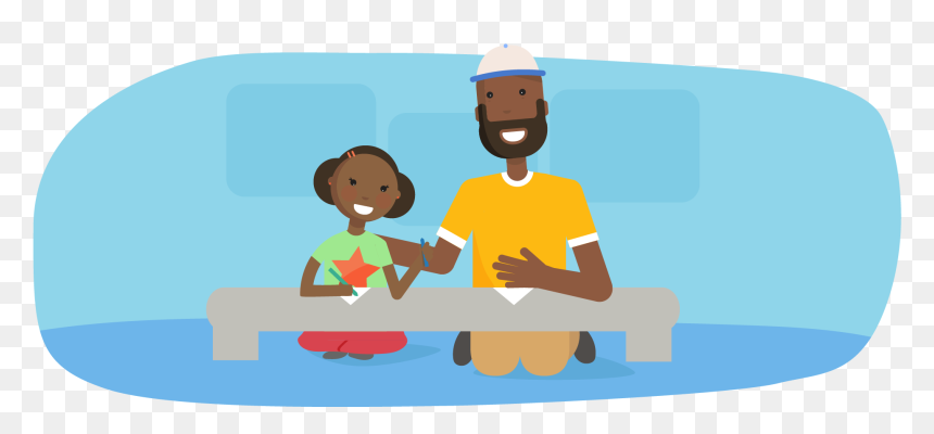 Father Drawing Picture With Daughter - Parent And Child Drawing Clipart, HD Png Download - father png