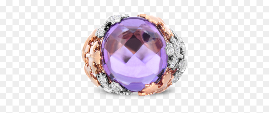Roberto Coin Cabochon Ring With Amethyst And Diamonds - Amethyst, HD Png Download - amethyst png