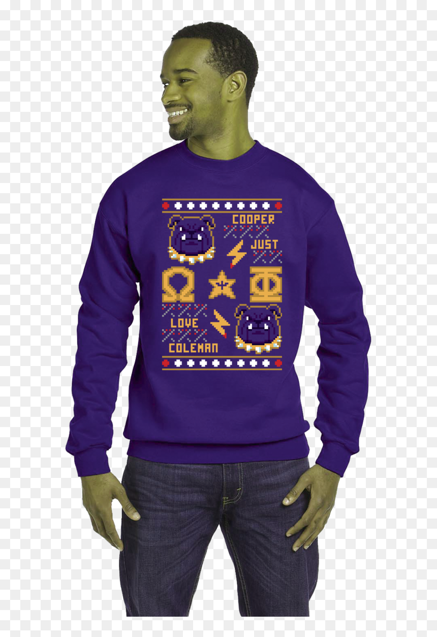 Crewneck Black Sweatshirt Mens, HD Png Download - omega psi phi shield png