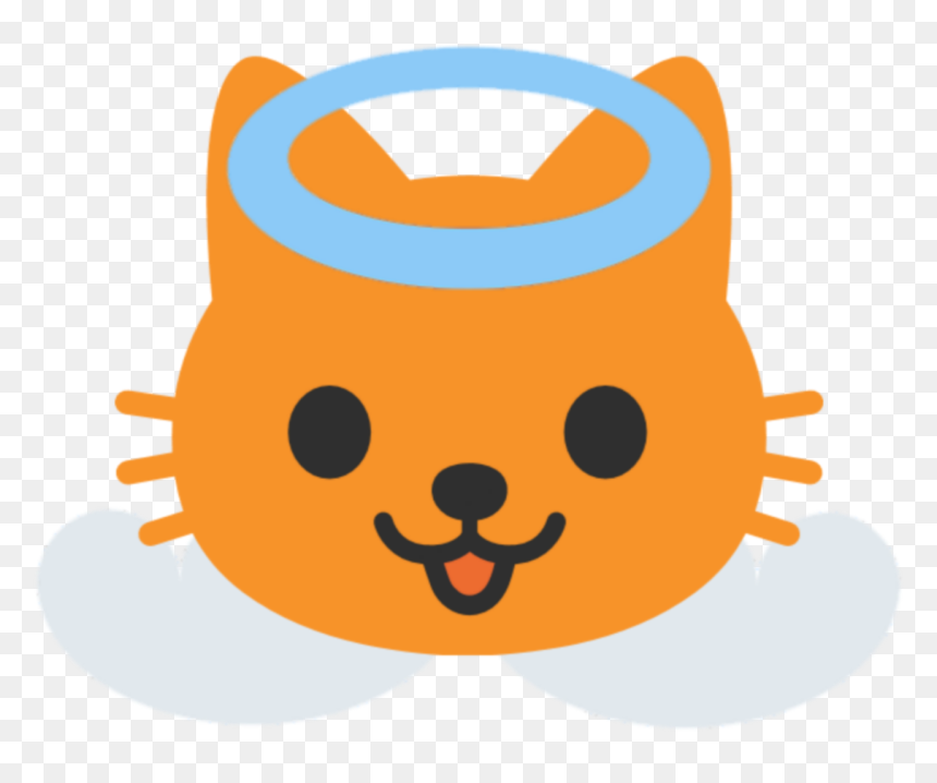 Cat Emoji Black And White, HD Png Download - angel emoji png