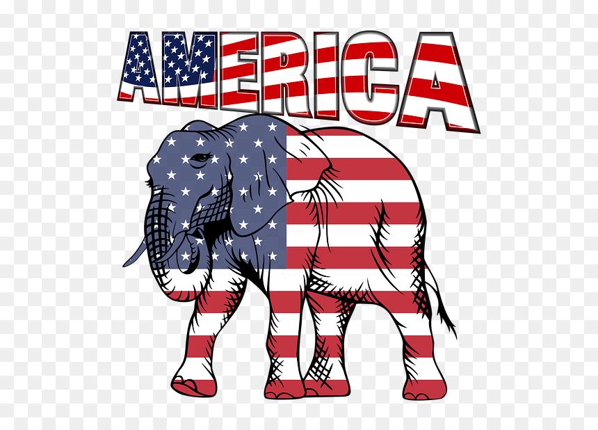 Red White And Blue Elephant, HD Png Download - america flag png