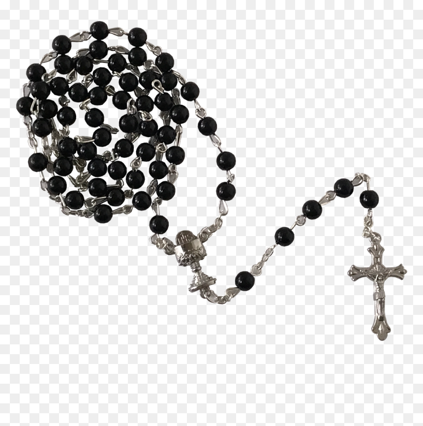 First Communion Black Rosary - Rosary Beads Png, Transparent Png - rosary png