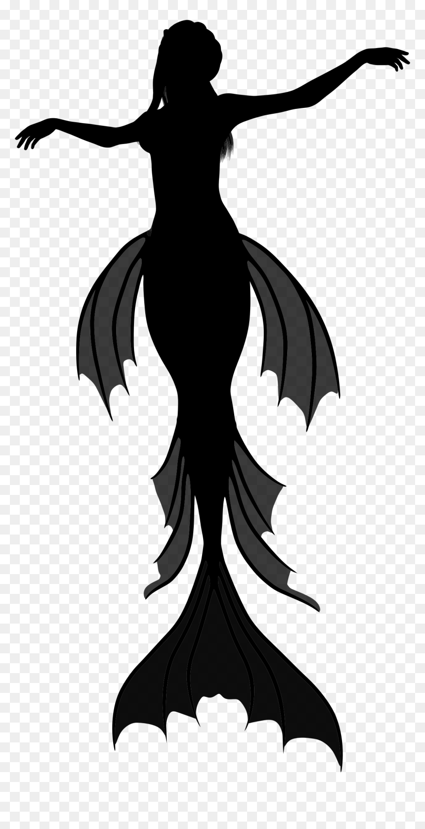 Silhouette Mermaid Fairy Tale - Silhouette Clipart Mermaid, HD Png Download - fairy tail png