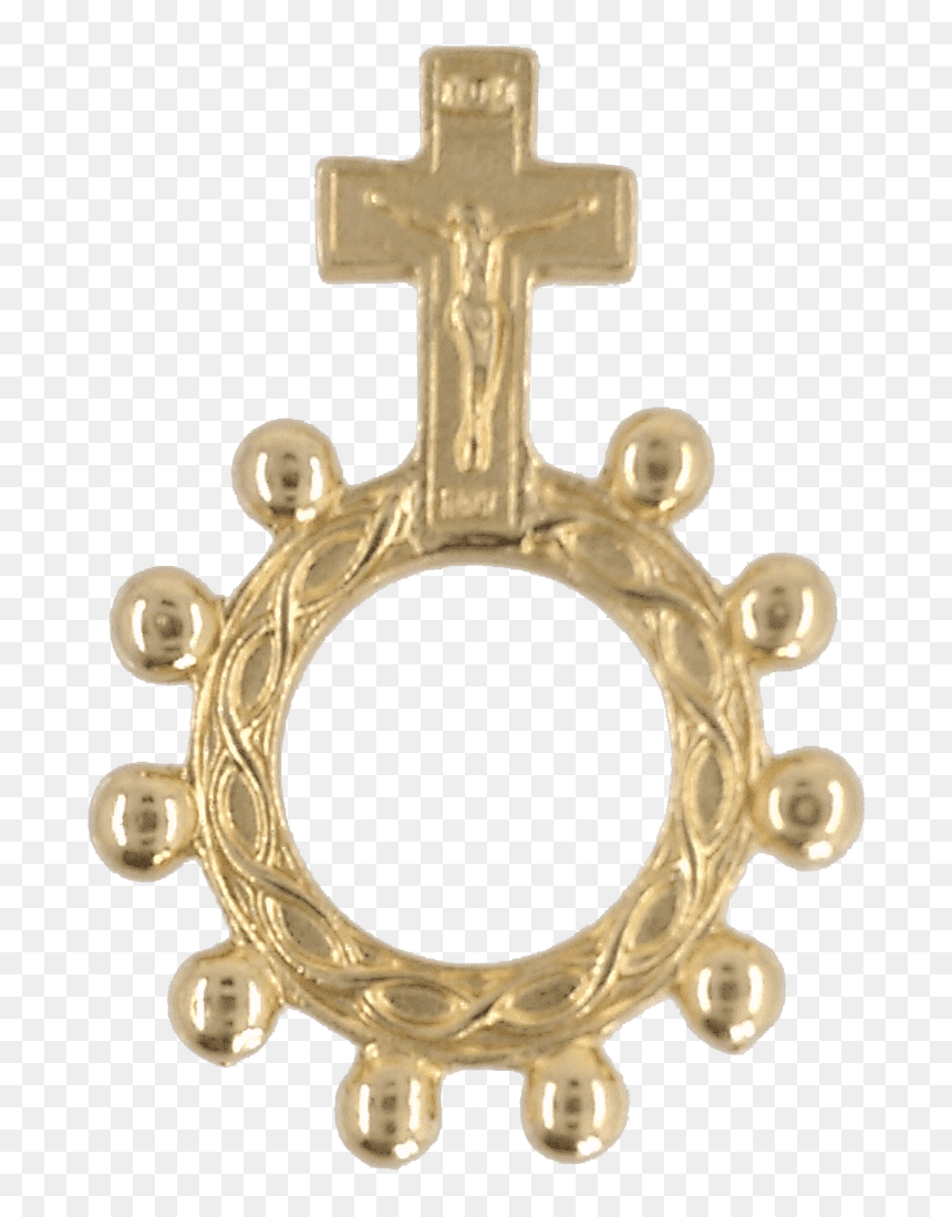 Gold Tone Finger Rosary With Crucifix Png Finger Rosary - Rosary, Transparent Png - rosary png