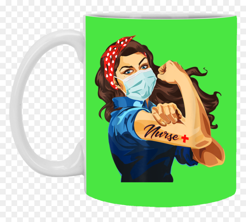 Rosie The Riveter Nurse Mug Cup Coffee Support Quarantine - We Can Do It Nurse, HD Png Download - rosie the riveter png