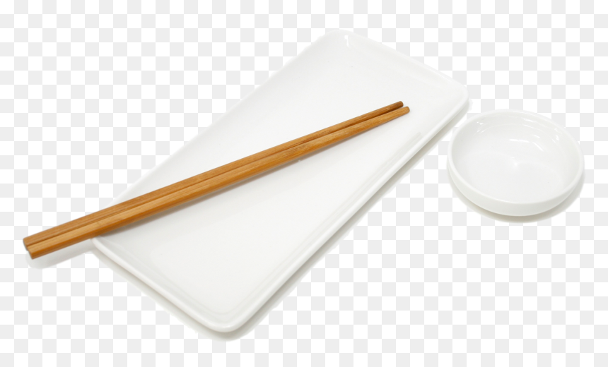 Sushi Plate, Soy Sauce Dish And Chopsticks - Wood, HD Png Download - white plate png
