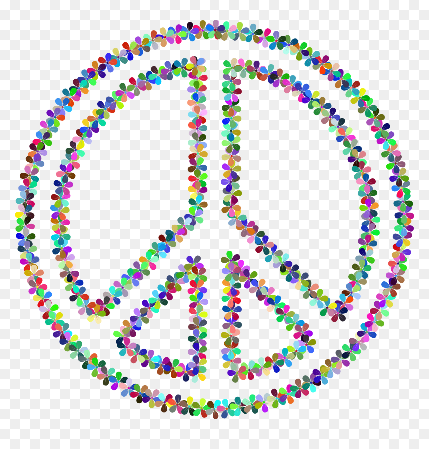 Prismatic Floral Peace Sign Outline Clip Arts - Peace Sign Transparent Background, HD Png Download - peace sign emoji png